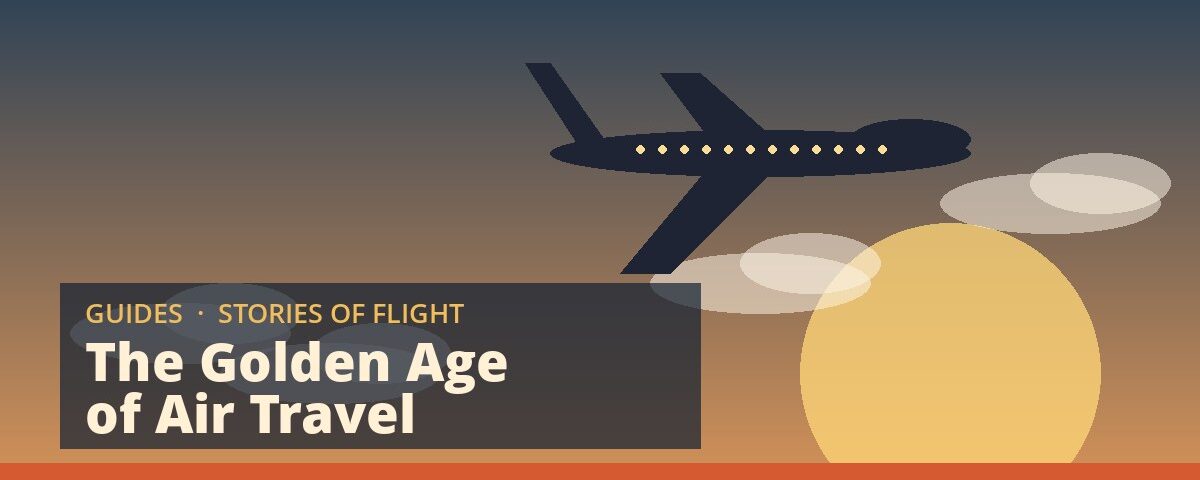 Retro 1970s-style illustration of a jet over a sunset sky for a guide to the golden age of air travel – Pan Am Experience Los Angeles