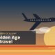 Retro 1970s-style illustration of a jet over a sunset sky for a guide to the golden age of air travel – Pan Am Experience Los Angeles