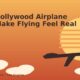 Retro illustration of a jet silhouette against a 1970s-style sunset – how Hollywood airplane sets make flying feel real