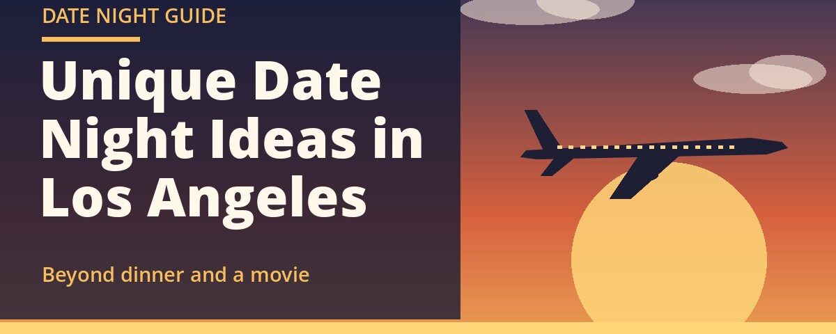 Retro 1970s-style illustration of a jet at sunset – unique date night ideas in Los Angeles